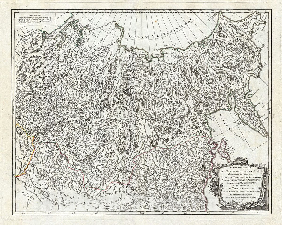 Historic Map : Vaugondy Map of Eastern Russia, Siberia (Russian Empire), 1750, Vintage Wall Art
