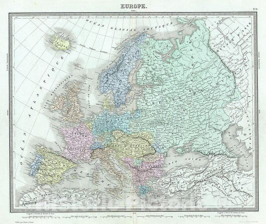 Historic Map : Tardieu Map of Europe, 1874, Vintage Wall Art