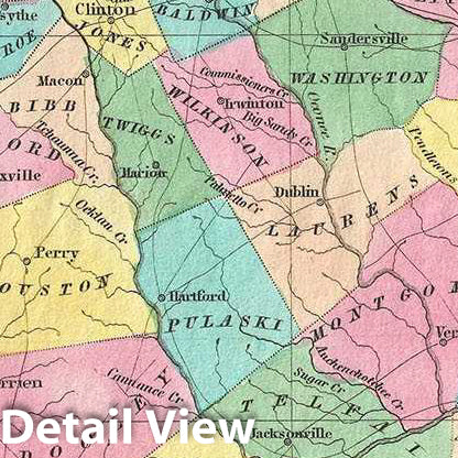 Historic Map : Burr Map of Georgia, 1834, Vintage Wall Art
