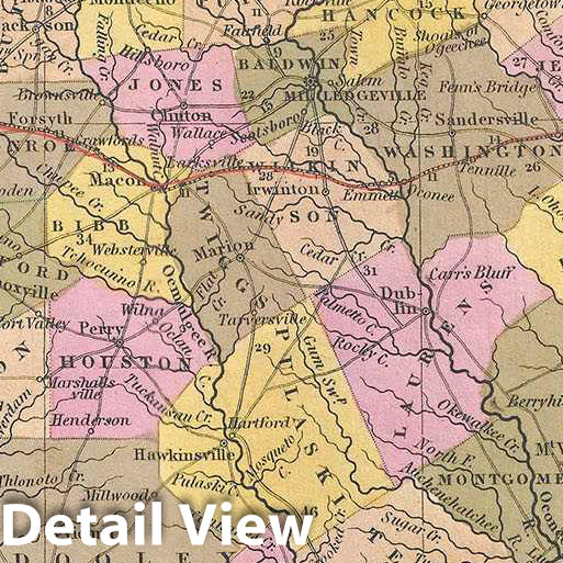 Historic Map : Mitchell Map of Georgia, 1849, Vintage Wall Art