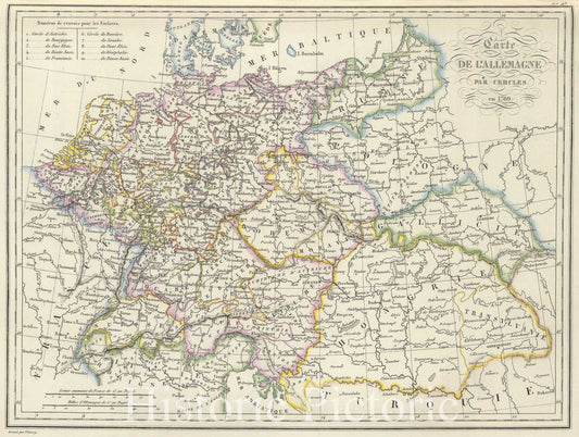 Historic Map : MalteBrun Historical Map of Germany and Poland, 1839, Vintage Wall Art