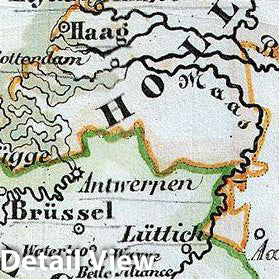 Historic Map : Lowenberg Whimsical Map of Holland and Belgium, 1846, Vintage Wall Art