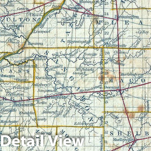 Historic Map : Mitchell Map of Illinois, 1838, Vintage Wall Art