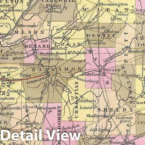 Historic Map : Mitchell Map of Illinois, Version 2, 1849, Vintage Wall Art