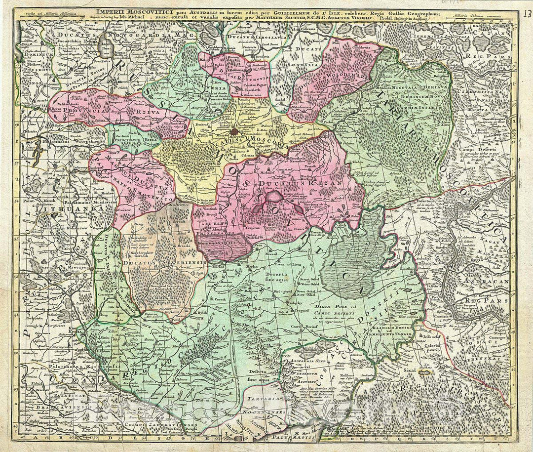 Historic Map : Seutter Map of Southern Russia and Ukraine, 1730, Vintage Wall Art