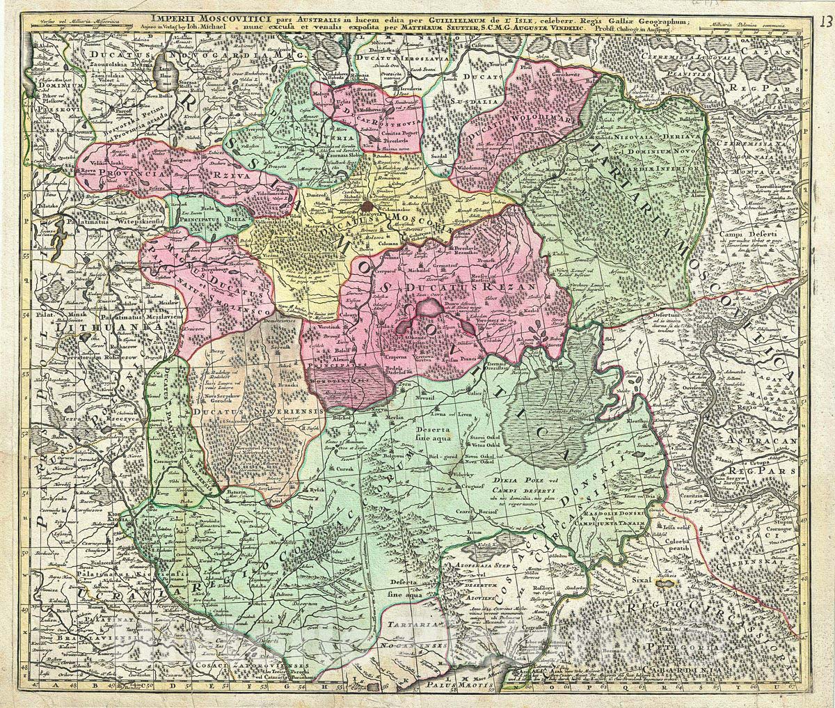Historic Map : Seutter Map of Southern Russia and Ukraine, 1730, Vintage Wall Art