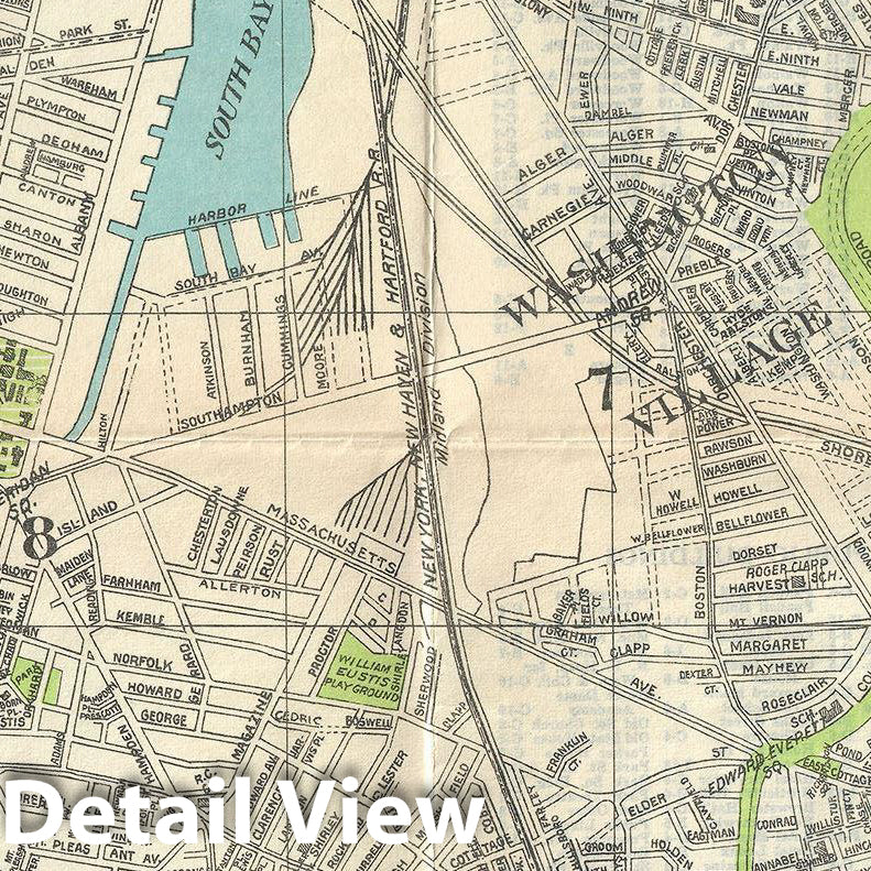 Historic Map : Walker Map or Plan of Boston, Massachusetts, 1925, Vintage Wall Art