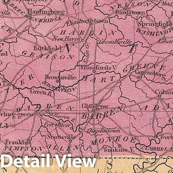 Historic Map : Burr Map of Kentucky and Tennessee, 1834, Vintage Wall Art