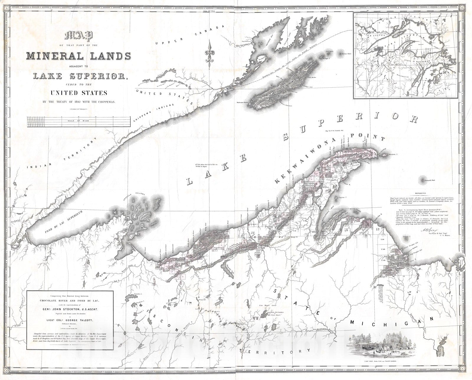 Historic Map : Andrew Gray Map of Western Lake Superior, 1845, Vintage Wall Art