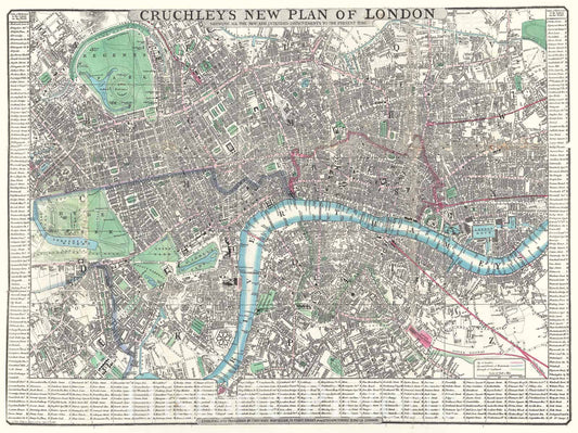 Historic Map : Crutchley Pocket Map of London, England, 1846, Vintage Wall Art