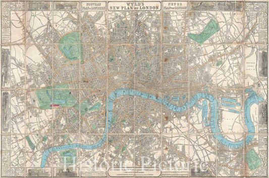 Historic Map : WYLD Antique Map of London, England, 1851, Vintage Wall Art
