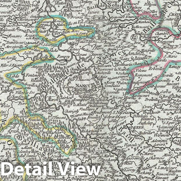 Historic Map : Vaugondy Map of The Lorraine Region of France, 1756, Vintage Wall Art