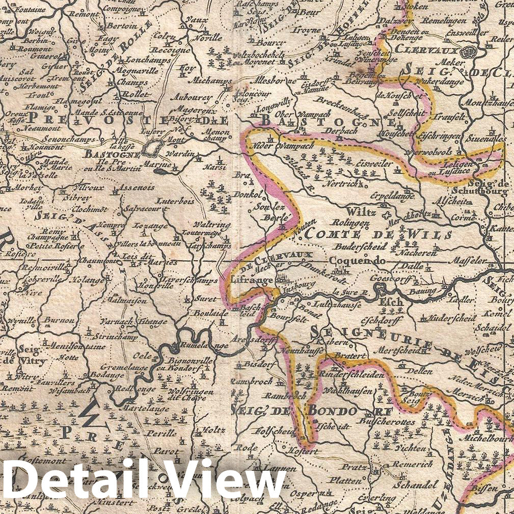 Historic Map : Jaillot Map of Luxembourg, 1692, Vintage Wall Art