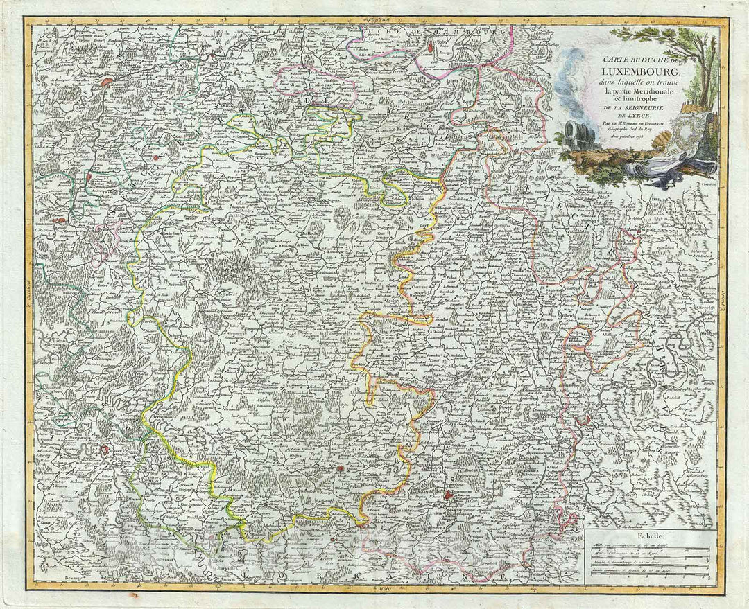 Historic Map : Vaugondy Map of Luxembourg and Belgium, 1753, Vintage Wall Art