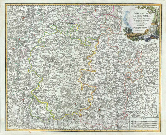 Historic Map : Vaugondy Map of Luxembourg and Belgium, 1753, Vintage Wall Art