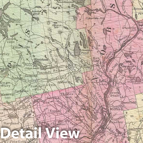 Historic Map : Coolidge Map of Maine, 1859, Vintage Wall Art