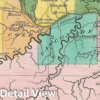 Historic Map : Burr Map of Missouri, 1834, Vintage Wall Art
