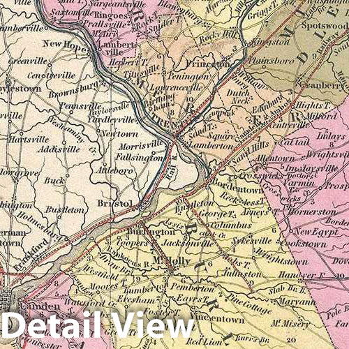 Historic Map : Mitchell/Tanner Map of New Jersey, 1849, Vintage Wall Art