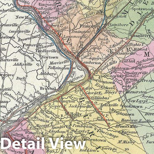 Historic Map : Mitchell Map of New Jersey, 1854, Vintage Wall Art
