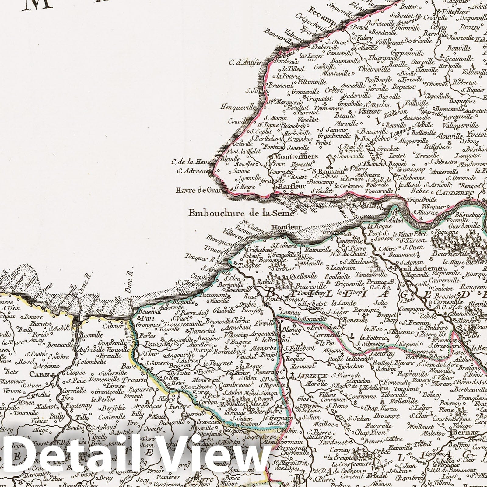 Historic Map : Vaugondy Map of Normandy, France, 1751, Vintage Wall Art