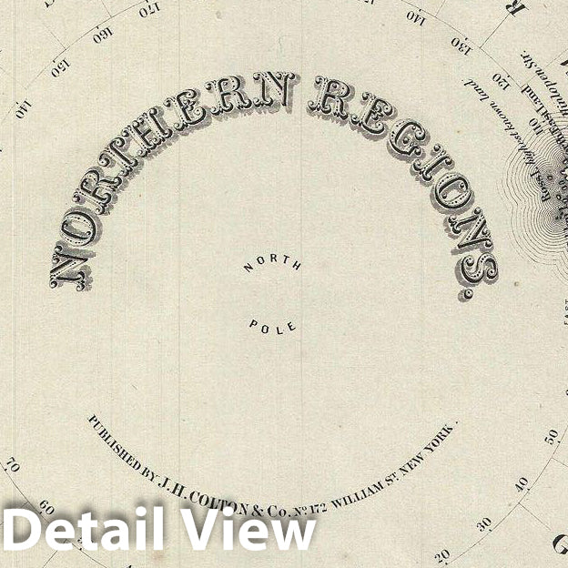 Historic Map : Colton Map of The Arctic or North Pole, Version 2, 1856, Vintage Wall Art
