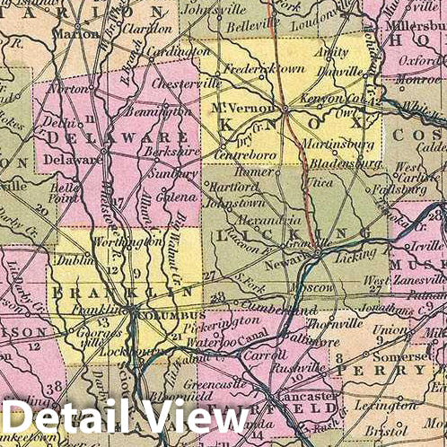 Historic Map : Mitchell Map of Ohio, 1849, Vintage Wall Art