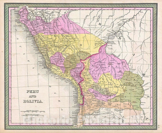 Historic Map : Mitchell Map of Peru and Bolivia, 1849, Vintage Wall Art