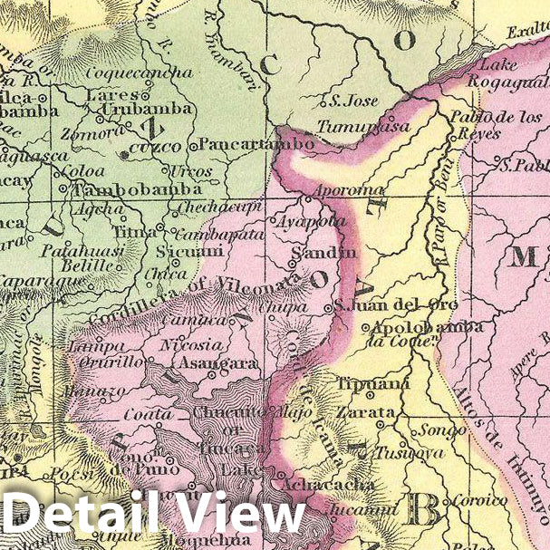 Historic Map : Mitchell Map of Peru and Bolivia, Version 2, 1854, Vintage Wall Art