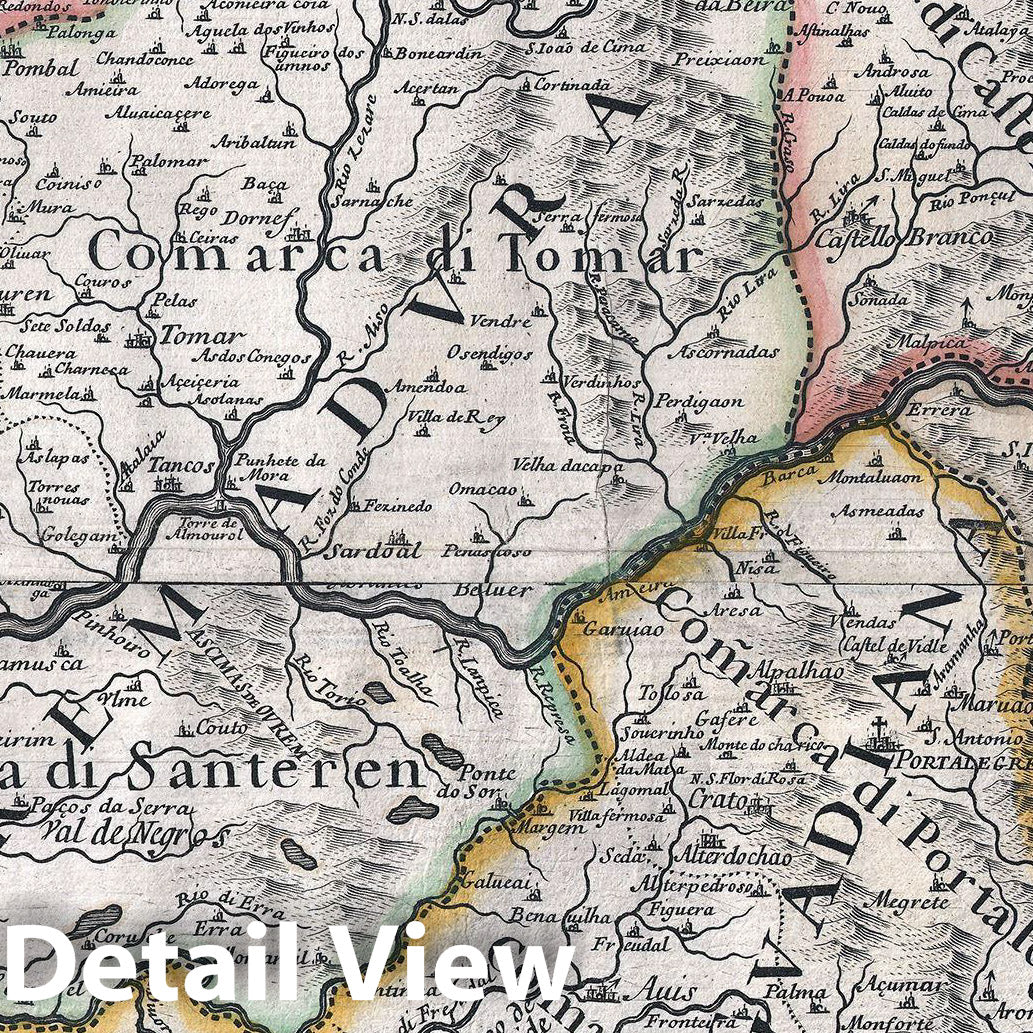 Historic Map : RossiCantelli Map of Portugal, 1693, Vintage Wall Art