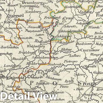 Historic Map : Black Map of Prussia, 1844, Vintage Wall Art