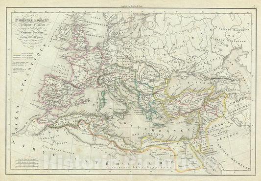 Historic Map : Delamarche Map of The Roman Empire Under Augustus, 1845, Vintage Wall Art