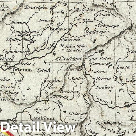 Historic Map : Dufour Map of Spain Under The Roman Empire, 1852, Vintage Wall Art