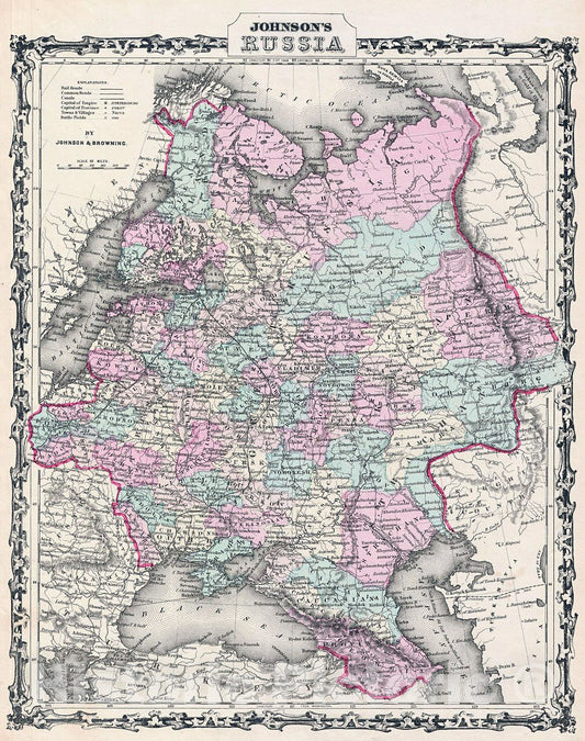 Historic Map : Johnson Map of Russia, 1861, Vintage Wall Art