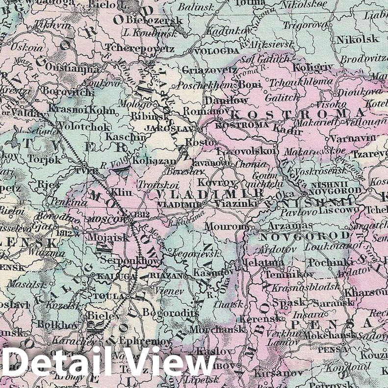 Historic Map : Johnson Map of Russia, 1861, Vintage Wall Art
