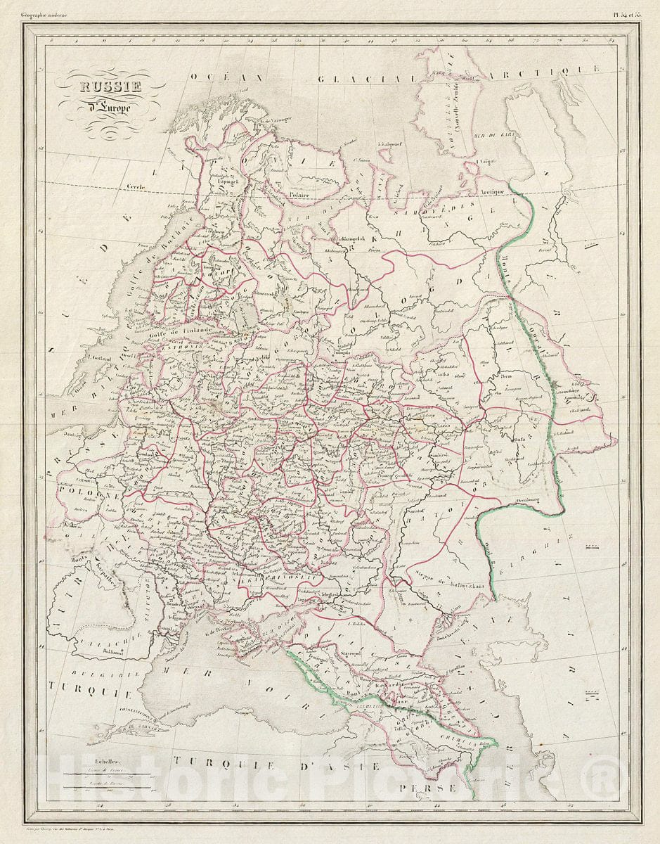 Historic Map : MalteBrun Map of European Russia, Version 2, 1843, Vintage Wall Art