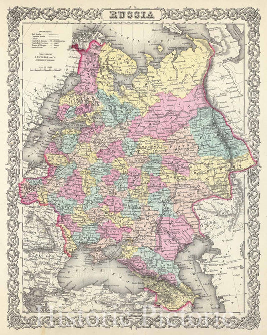 Historic Map : Colton Map of Russia, Version 2, 1856, Vintage Wall Art