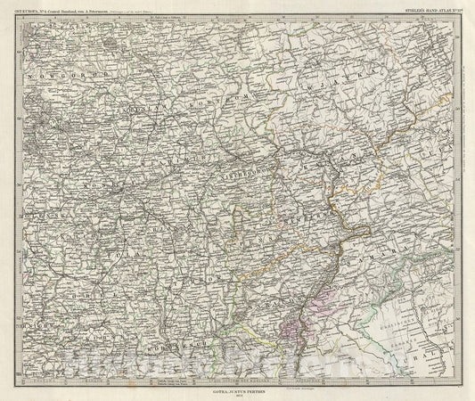 Historic Map : Stieler Map of Central Russia, 1873, Vintage Wall Art