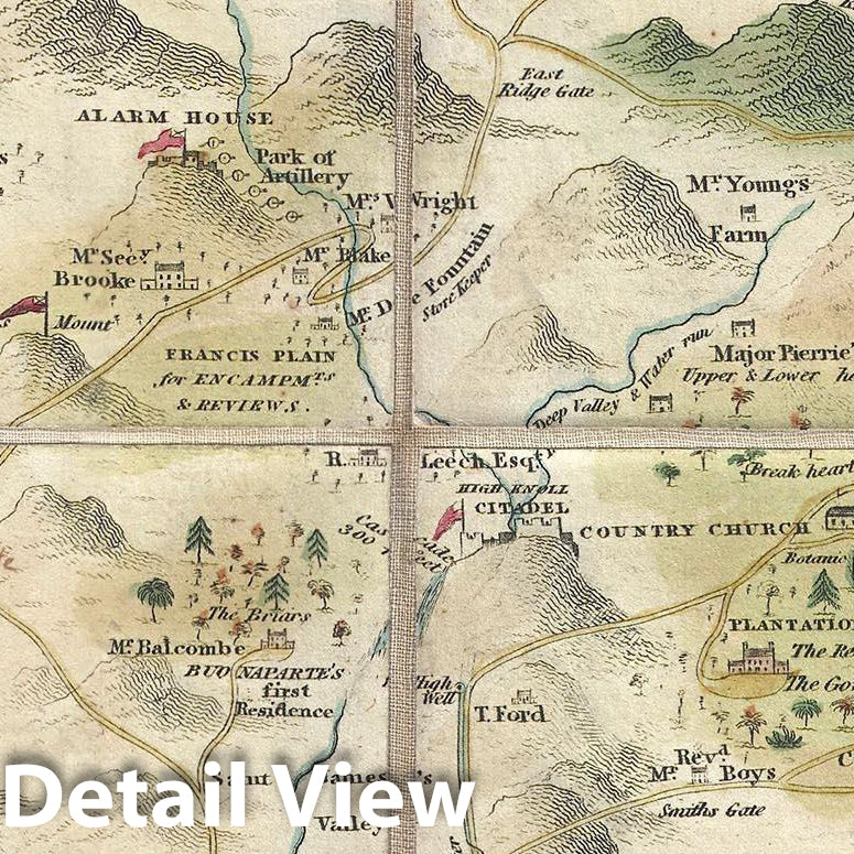Historic Map : Read Map of Saint Helena Island (Napoleon in Exile), 1815, Vintage Wall Art