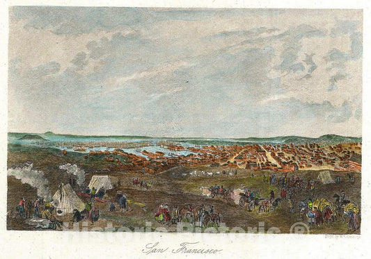 Historic Map : Ormsby View of San Francisco, California, 1860, Vintage Wall Art