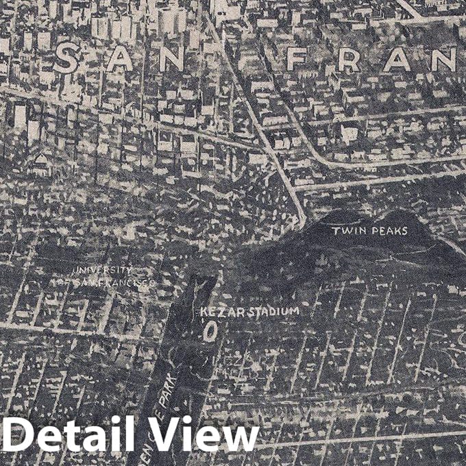 Historic Map : Pacific Gas and Electric Bird'sEye View Map of San Francisco, California, 1932, Vintage Wall Art