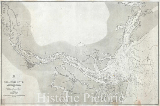 Historic Map : British Admiralty Map of The Savannah River and Calibogue Sound, Georgia, 1861, Vintage Wall Art