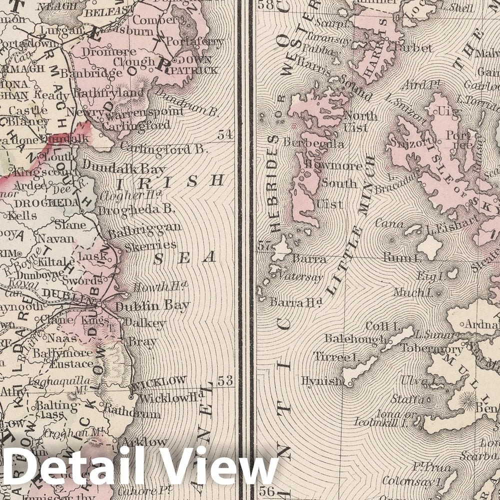 Historic Map : Mitchell Map of Scotland and Ireland, 1872, Vintage Wall Art