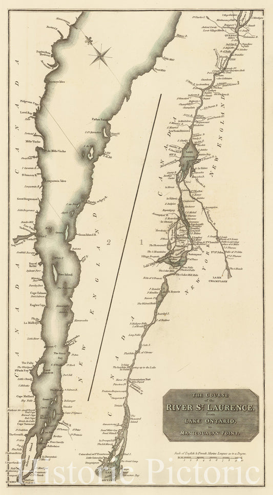 Historic Map : Thomson Antique Map of The St. Lawrence River, Canada, 1814, Vintage Wall Art
