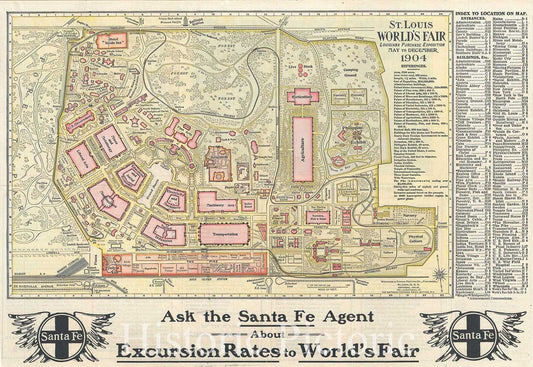 Historic Map : Woodward Map of The Louisiana Purchase Exposition, St. Louis, Missouri, 1903, Vintage Wall Art
