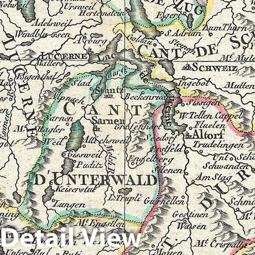 Historic Map : Bonne Map of Switzerland, Version 2, 1782, Vintage Wall Art
