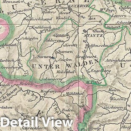 Historic Map : Delamarche Map of Switzerland, Version 2, 1843, Vintage Wall Art