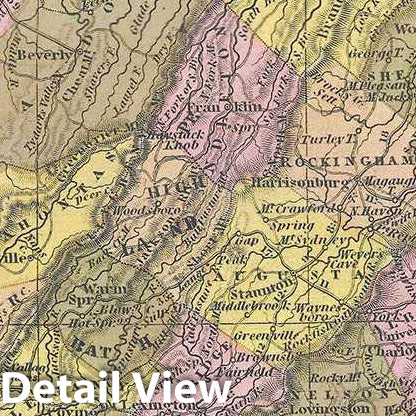 Historic Map : Mitchell Map of Virginia and West Virginia, 1849, Vintage Wall Art