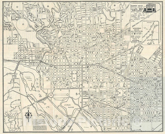 Historic Map : Friendly Service Plan or Map of Washington D. C, 1950, Vintage Wall Art