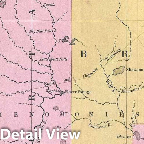 Historic Map : Mitchell Map of Wisconsin, 1849, Vintage Wall Art