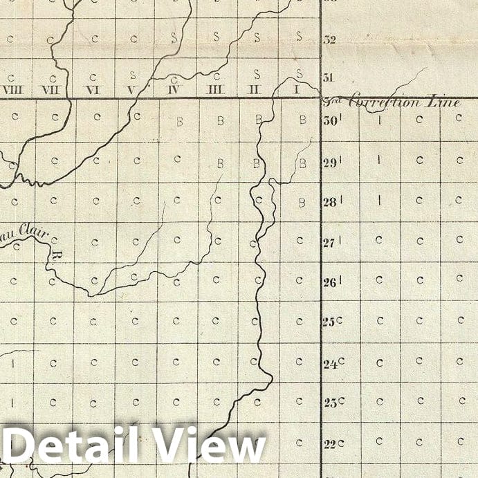 Historic Map : Public Survey Map of Wisconsin and Minnesota, 1855, Vintage Wall Art